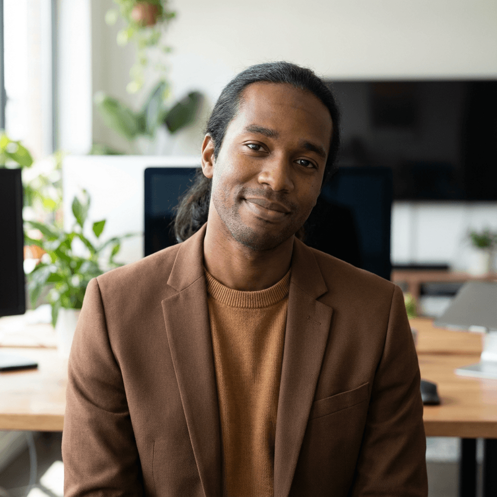 David Okonkwo, restaurant manager, in a professional kitchen environment